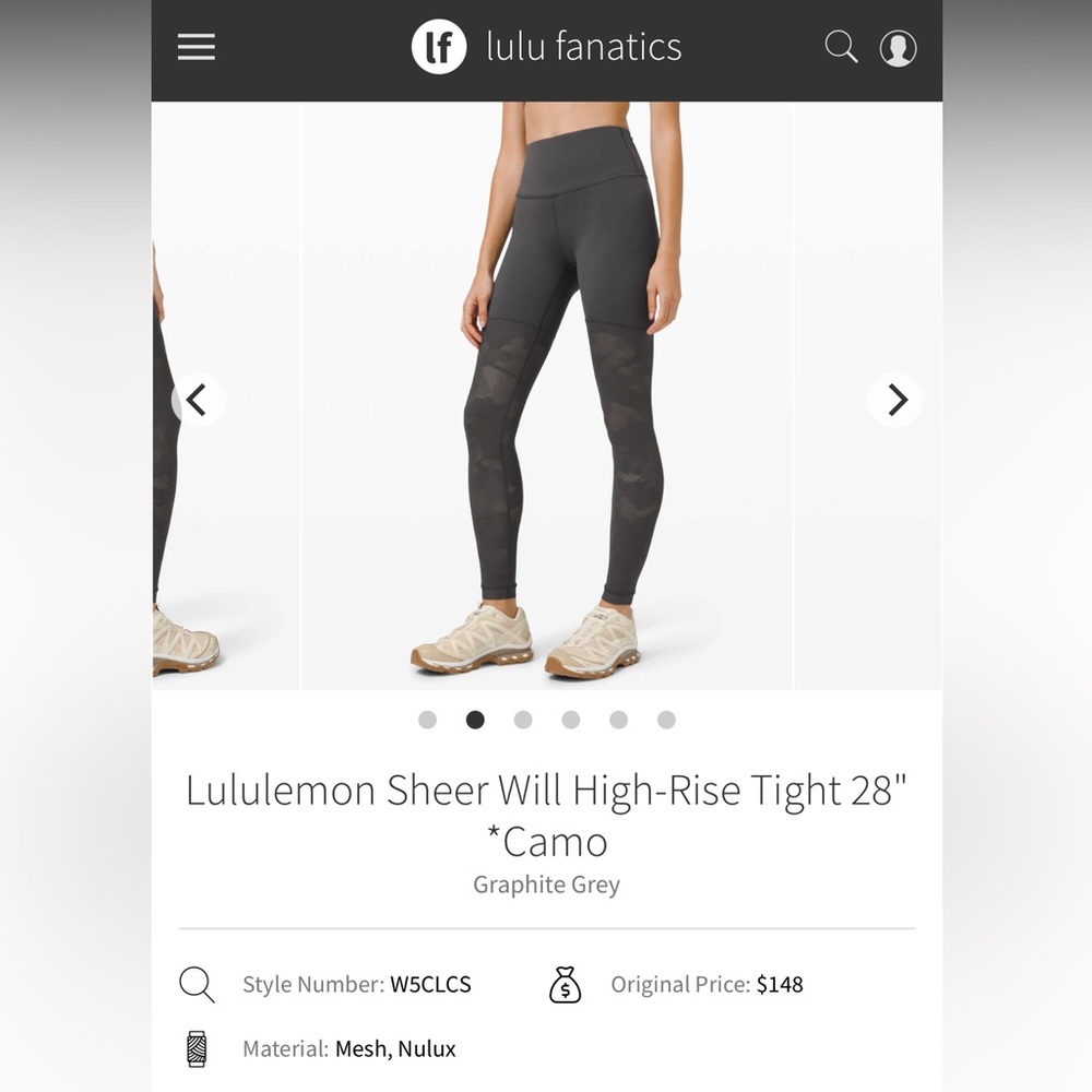 Lululemon Sheer Will High-Rise Tight 28” *Camo